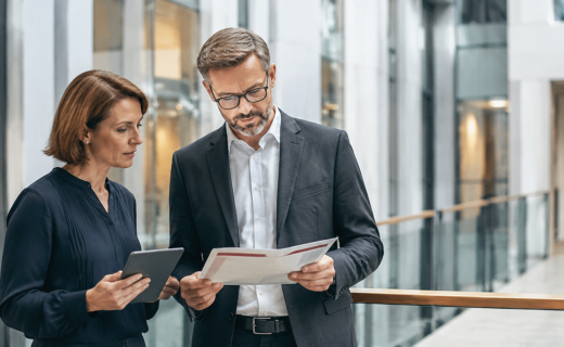 Insurance professionals reviewing Solvency II requirements