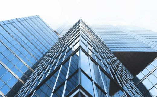 low angle photography curtain wall buildings