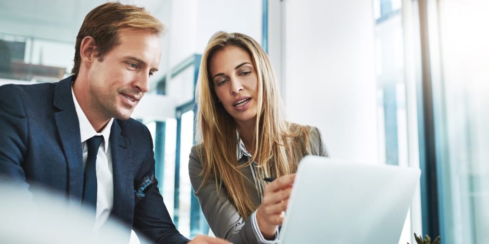 Man,,Woman,Or,Laptop,In,Office,For,Finance,,Business,Meeting