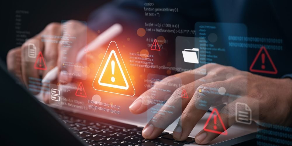 Cybersecurity,Threat,Warning,Concept,With,Developer,Analyzing,System,Code,On